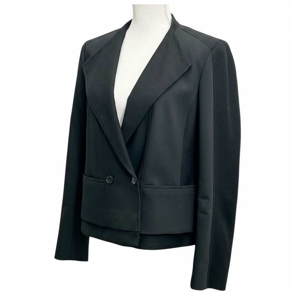 Ann Taylor Black Cotton Blend‎ Cropped Boxy Blazer Jacket Women’s Size 12